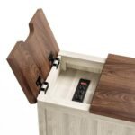 LINSY HOME Farmhouse End Table with Charging Station & Drawer – Narrow Side Table for Living Room or Home Office. - Image 8