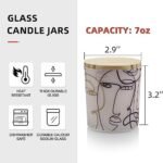 SHMILMH 7oz Frosted Glass Candle Jars with Wooden Lids, Bulk 6PCS, Abstract Human Face Design - Image 7