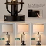 Reaketon Set of 2 Black Table Lamps – 22.3" Farmhouse Style with USB Ports, Bulbs Included - Image 3