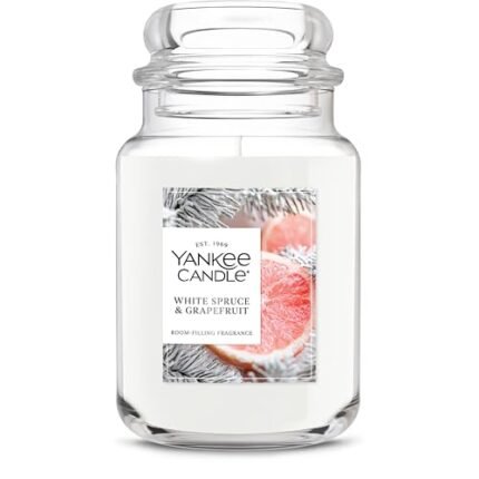 Yankee Candle White Spruce & Grapefruit Scented Candle, 22oz Large Jar with up to 150 Hour Burn Time, Giftable