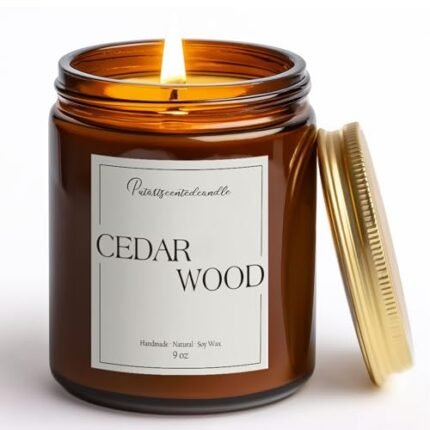 Putart Cedar Wood Candles for Home Scented, Natural Soy Aromatherapy Non Toxic Candles with Long Lasting Fragrance & Clean Burn, Luxury Jar Candle Gifts for Women, Men, Home Decoration 9oz