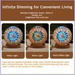 HAIDOLIANG Turkish Table Lamp (D:4.7" x H:5.2") – Mosaic Glass with Wooden Base, Boho Tiffany Lamp, USB Power Moroccan Lantern for Living Room Decor (Blue) - Image 3