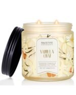 M&SENSE Vanilla Chai Scented Candle, 11.6oz Natural Soy Wax, 70 Hours Long Lasting Clean Burn, Holiday Jar Candle for Home Decor, Non-Toxic Relaxing Aromatherapy Gifts for Women