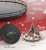 Oroyutor 12-Pc Christmas Village Set - 13" Wooden Lazy Susan with Santa Train & Trees for Holiday Decor - Image 2