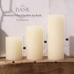 BASK Unscented Ivory Mottled Pillar Candles Set of 3 – Dripless, Smokeless for Any Occasion - Image 2