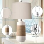 Hamucd White Boho Ceramic Lamps with Rope – Set of 2 Nautical Coastal Bedroom & Living Room Table Lamps - Image 5