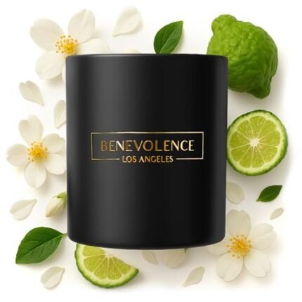 Benevolence LA Bergamot & Jasmine Christmas Scented Candles | Soy Candles, Black Candle for Home | Holiday Candle Gifts for Women and Men | Home Fragrance | Aromatherapy | 8oz, 45 Hour Burn
