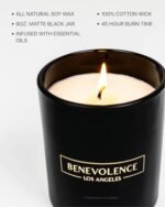 Benevolence LA Bergamot & Jasmine Soy Candles | 8oz Black Holiday Candle for Home & Gifts | 45 Hour Burn - Image 5
