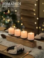 Romadedi Rustic Pine Wood Candle Holders - 16.5 Inch Centerpieces for Dining Tables, Fireplaces & Winter Decor. - Image 4