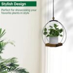 Indoor Hanging Planter with Sturdy Wood Base - Modern Boho Macrame for 3-5.5" Pots (Pots Not Included) - Image 5