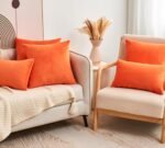 GriNeed Set of 2 Fall Orange Velvet Throw Pillow Covers, 18x18 Inch, Soft Burnt Orange Cushion Cases for Sofa, Living Room, and Boho Farmhouse Decor. - Image 5