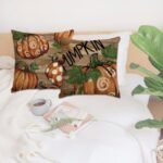 Thanksgiving Pillow Covers Set of 4, 18x18 Inches, Autumn Pumpkin & Stripes for Fall Decor - Image 7