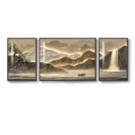 Framed Mountain Wall Art: 3-Piece Brown Landscape Prints for Modern Living Room & Dining Decor. - Image 9