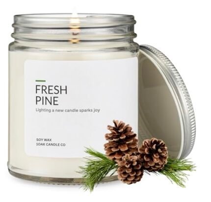 1OAK Soy Wax Candles (Fresh Pine) - Pine Candle - Soy Candles for Home Scented - Long Burning Premium - Hand-Poured (7oz.)
