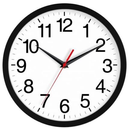 Rohioue 14 Inch Wall Clock Modern Battery Operated Silent Non Ticking Large Analog Clock for Living Room Office Home Bedroom Kitchen Bathroom(Black)