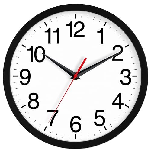 Rohioue 14-Inch Modern Silent Wall Clock - Battery Operated, Non-Ticking, Rohioue 14 Inch Wall Clock Modern Battery Operated Silent Non Ticking Large Analog Clock for Living Room Office Home Bedroom Kitchen Bathroom(Black)