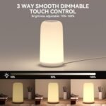 ROOTRO Touch Bedside Table Lamp: Sleek 3-Way Dimmable LED with RGB Mode for Bedrooms & Gift Ideas. - Image 3