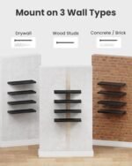 AMADA HOMEFURNISHING Paulownia Wood Floating Shelves - Set of 4 for Bathroom, Living Room, Bedroom, Kitchen, and Home Office Storage. - Image 5