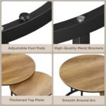 Smuxee Set of 2 Round Nesting Coffee Tables, 27.6" Wood Grain Top, Adjustable Feet for Living Room, Bedroom, Balcony. - Image 4