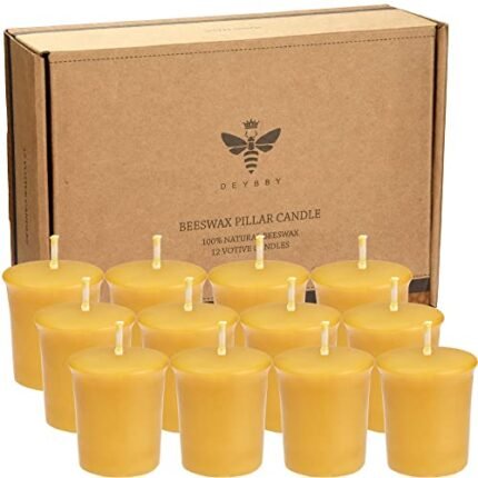 Natural Beeswax Votive Candles Set-12 Pack Votives for Home Room Decor Party Wedding Spa