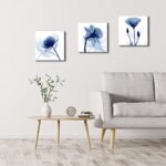 Wieco Art Blue Abstract Flower Triptych Giclee Canvas Prints for Modern Home Decor - Image 5