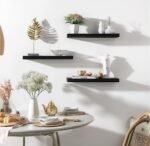 YYWUOJJ Rustic Wood Floating Shelves - Set of 6 Black Wall Decor for Bedroom, Bathroom, Kitchen, Living Room - Image 7