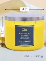 Honeysuckle Citrus Grapefruit 3-Wick Soy Candle, 15.8 oz | Aromatherapy | Long-Lasting Clean Burn | Stress Relief Gift - Image 4