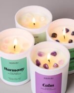 AOOVOO Calm Candles Set for Women - 4 Pack: Scented Aromatherapy Candles with Crystals, 200-Hour Burn. - Image 3