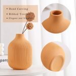 Boho Ceramic Vases Set for Home Decor - Modern Minimalist Bud Vases in Pink, Light Yellow, and Orange. Perfect for Shelves, Tables, and Mantels. - Image 4