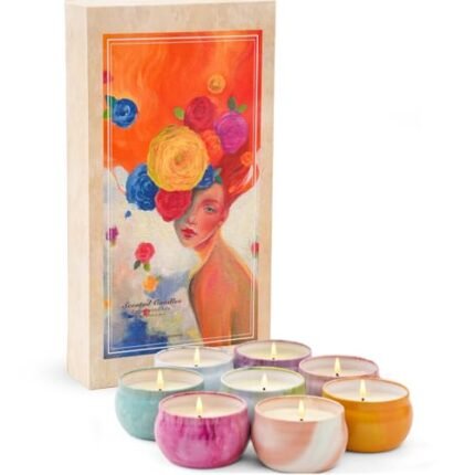 8 Pack Artistic Floral & Fruity Candle Gift Set for Women, Paris-Inspired Oil Painting Gift Box, Scented Soy Wax Aromatherapy Candles, Beautiful Christmas Holiday Gifts for Cozy Home Décor