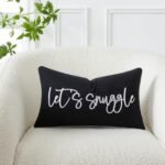 Sunkifover Let's Snuggle Lumbar Pillow Cover – 12x20" Black & White Cotton Decorative Case for Home Decor. - Image 2