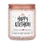 Homsolver Happy Birthday Gifts for Women Unique, Vanilla Cream Scent with Sprinkles Candy Birthday Candles for Her, Handmade Aromatherapy Candle Decor