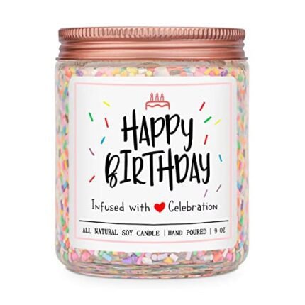 Homsolver Happy Birthday Gifts for Women Unique, Vanilla Cream Scent with Sprinkles Candy Birthday Candles for Her, Handmade Aromatherapy Candle Decor