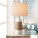 Hamucd White Boho Ceramic Lamps with Rope – Set of 2 Nautical Coastal Bedroom & Living Room Table Lamps - Image 3