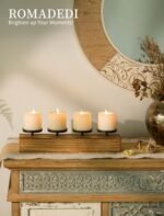 Romadedi Rustic Pine Wood Candle Holders - 16.5 Inch Centerpieces for Dining Tables, Fireplaces & Winter Decor. - Image 5