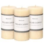 3x6 Inch Ivory Pillar Candles Set of 3 - Hand-Poured Unscented Candles, Long Clean Burning, Large Big Candles, Smokeless Dripless Candles for Dinner Table, Wedding, Home, Bathroom, Rustic Decor