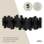 Umbra Sticks Wall-Mounted Coat Rack with 5 Retractable Hooks – Modern, Space-Saving Organizer in Black. - Image 5