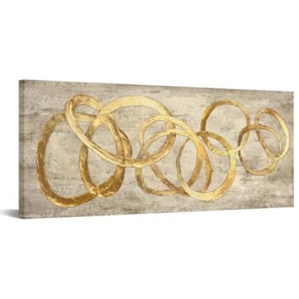 KREATIVE ARTS Large Abstract Canvas Art, Brown and Gold Pastel Paint Strokes, Modern Nordic Wall Decor for Living Room, Bedroom, or Office Giclee Prints 20x48''