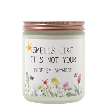 Lavender 'Not Your Problem' Scented Candle - 8oz Jar, 50-Hour Burn Time - Stress Relief & Relaxation Gift for Women, Men, Coworkers - Cotton Wick Aromatherapy Candle