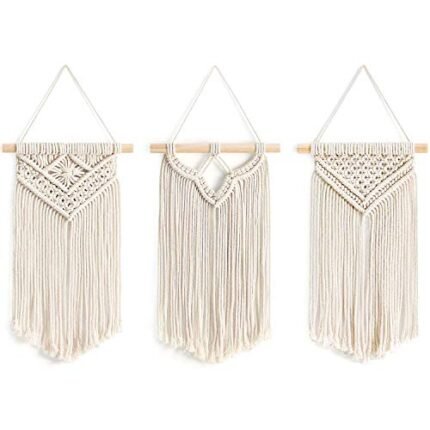 Mkono Small Macrame Wall Hanging 3 Pack Boho Art Woven Wall Decor Home Chic Decoration for Bedroom Living Room Apartment Gallery, Christmas Gift, 8" W x 14" L