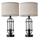 Reaketon Set of 2 Black Table Lamps – 22.3" Farmhouse Style with USB Ports, Bulbs Included - Image 7
