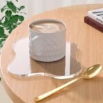 Leadiy Acrylic Coaster Decorative Plates, Irregular Bar Drink Coaster, Clear Cloud Shape Coffee Cup Coaster, Perfect for Tabletop Protection and Accessories Display.(Clear)