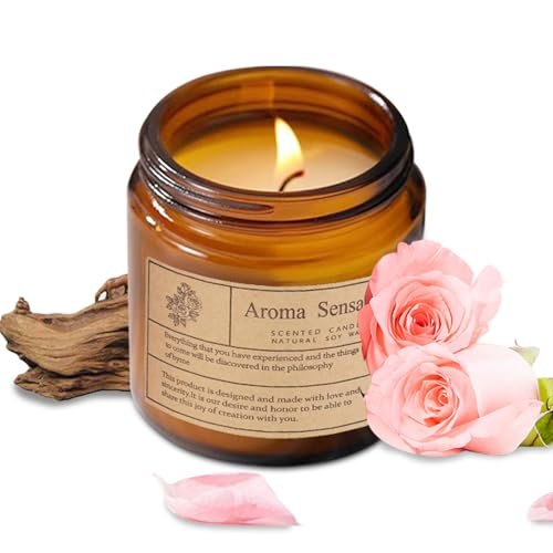 ARCASA Organic Sandalwood Rose Candles - Non-Toxic Soy for Relaxation ARCASA Organic Sandalwood Rose Candles - Non Toxic Soy Candles for Home, Stress Relief & Meditation (7oz)