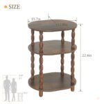 MaxSmeo 3-Tier Oval Side Table: Modern Rustic Brown Accent Night Stand for Living Room & Bedroom. - Image 3