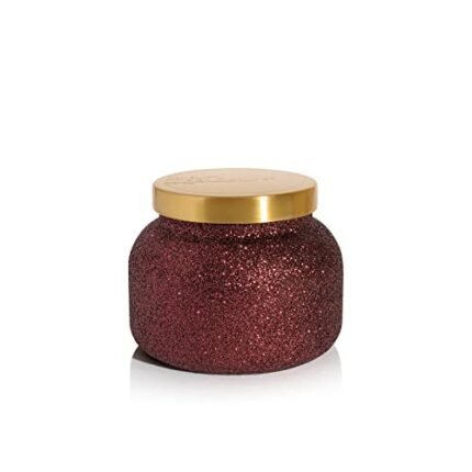 Capri Blue Signature Glam Jar Candle - Long Lasting Soy Wax Blend - Glitter Candles for Home Scented with Luxury Holiday Scents (Tinsel & Spice, 19 oz)