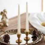 Vintage Candlestick Candle Holders Brass - Romadedi Taper Gold Candle Stick Victorian Style for Table Centerpiece Wedding Festive Christmas Mantel Decoration or Home Decor Set of 2