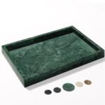 YMXYJM Real Natural Marble Tray for Bathroom, Genuine Marble Stone Vanity Tray, Luxury Storage Trays for Kitchen, Vanity, Home Decor, Dresser, Non-Resin/Non-Ceramic, 12"x 8"x 1.2", Dark Green