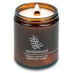 Hemlock Park Crackling Wood Wick Candle Handcrafted with Natural Coconut Wax (Standard 8 oz, Sandalwood)