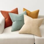 MIULEE Set of 4 Teal & Orange 18x18 Inch Boho Corduroy Throw Pillow Covers for Couch Decor - Image 6