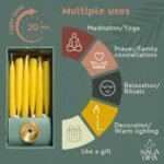 20-Minute Meditation Beeswax Candles by KALA DIPA – Set of 20 Dripless Taper Candles with Brass Holder for Yoga, Relaxation, and Mindfulness Gifts - Image 4